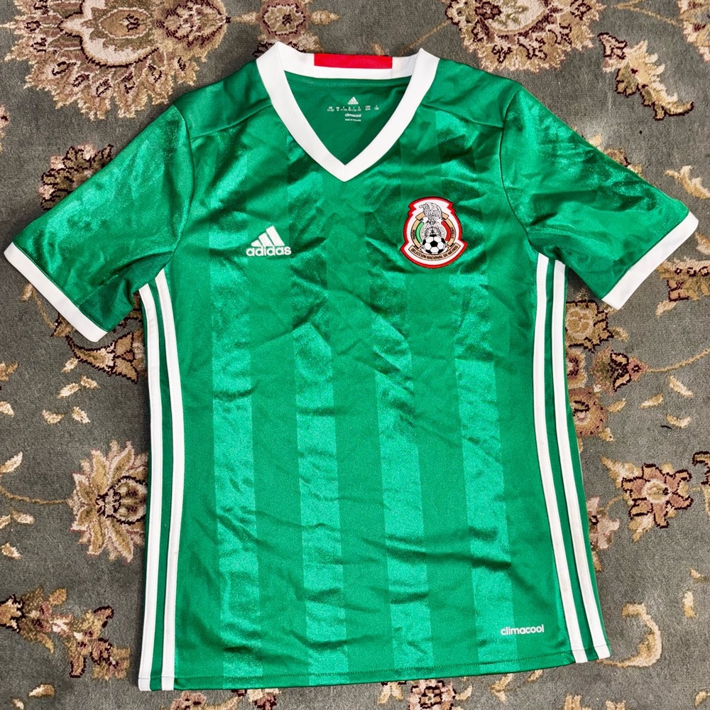 Adidas Kids Green Soccer Jersey with White Trim